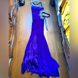 Tony Bowls Purple Dress with waist cut out and rhinestones